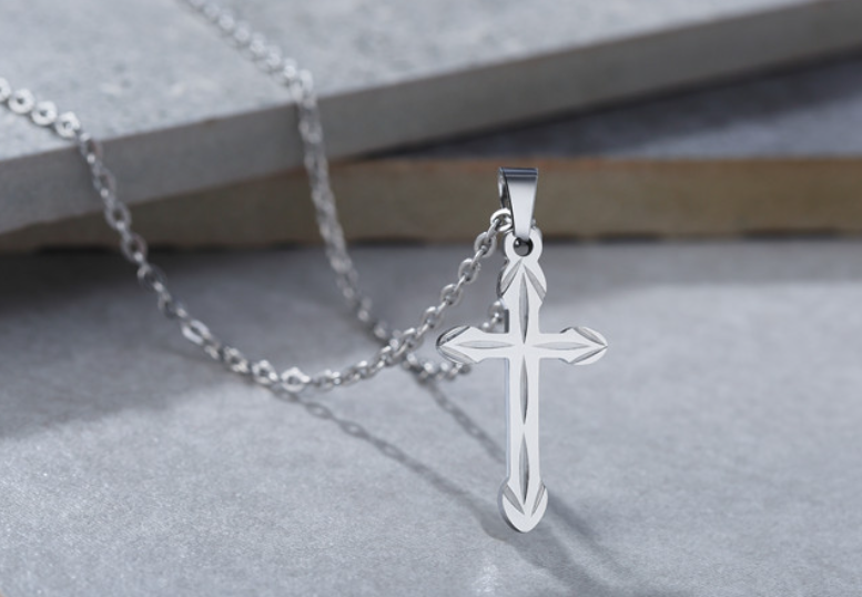 Jesus Cross Titanium Steel Pendant Necklace