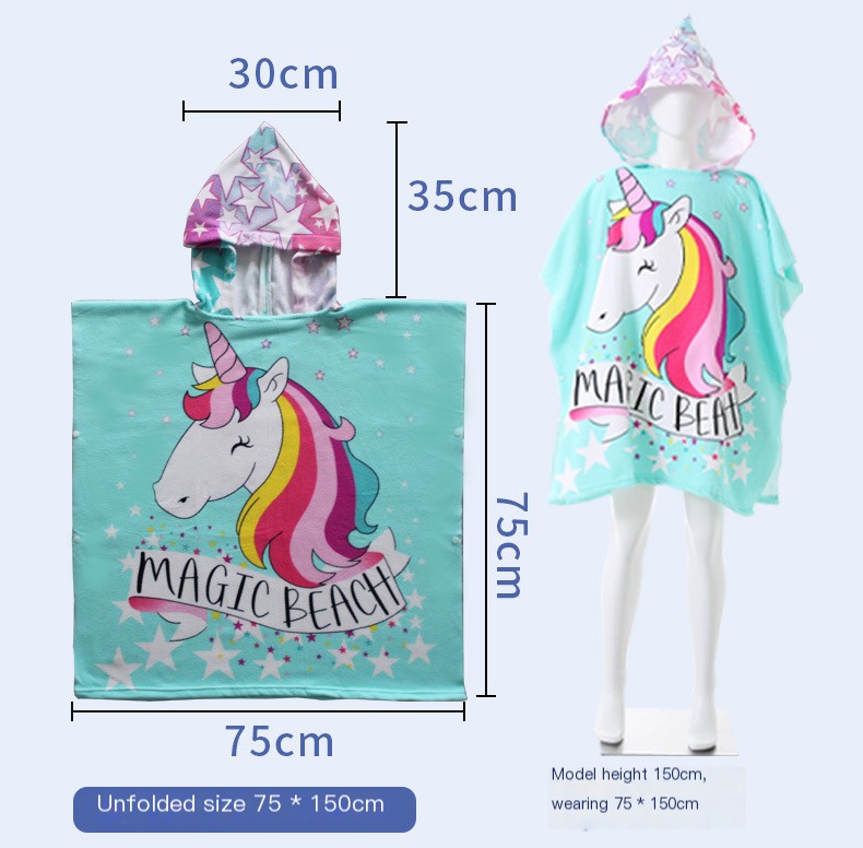 Microcredit Explosions Large Children's Bath Towel Cloak Reactive Printing Hooded Bathrobe Cloak Absorbent Quick-drying Wearing Bath Towel
