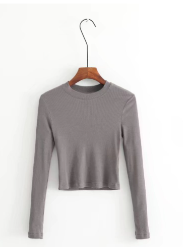 Cropped Long Sleeve T-shirt in Black