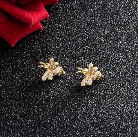 s925 silver bee earrings