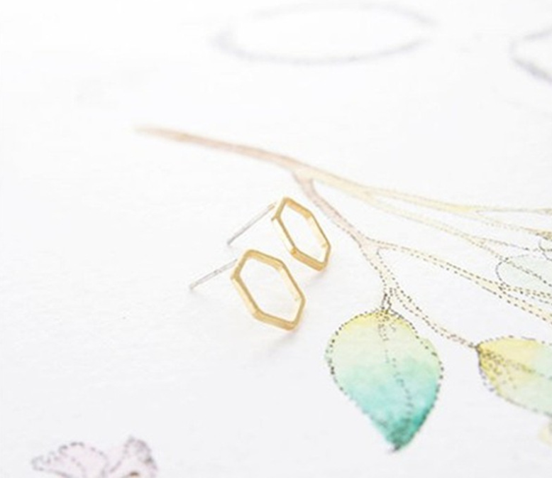 Silver Hexagonal Earrings