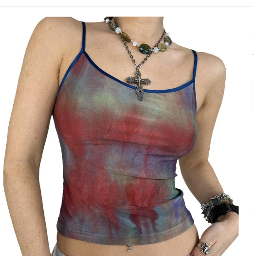 Tie-dye Printing Mesh Camisole Image 2