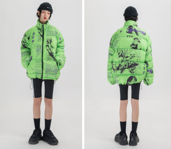 Anime Print Cotton Coat - Detail
