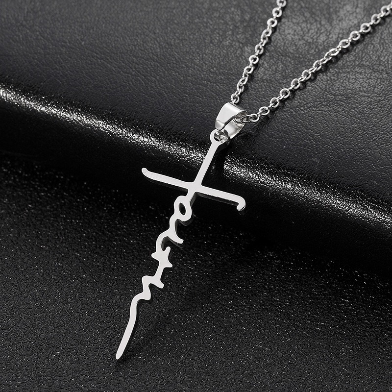 Stainless Steel Christian Cross Necklace - Vintage Style