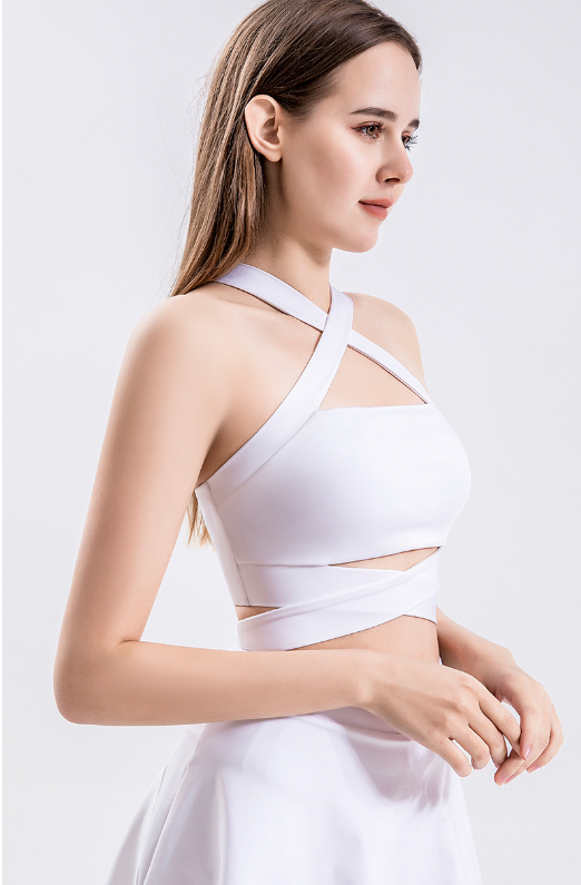 Green halter neck top