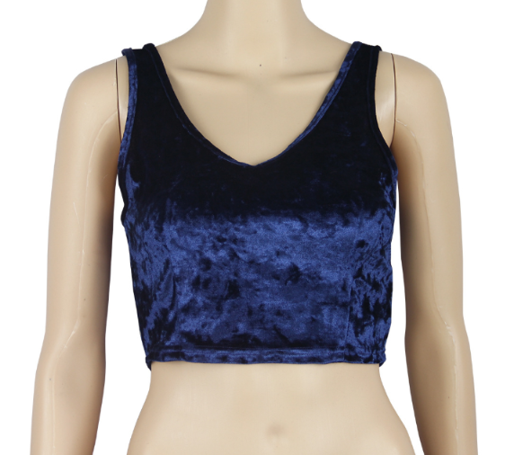 Floral Velvet Crop Top Image 2