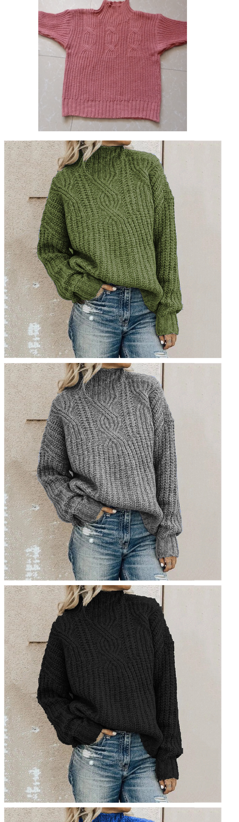 High Neck Twist Knit Sweater