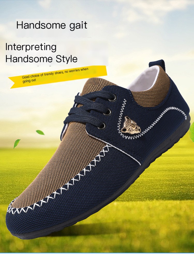 Beef Tendon Sole Lace-Up Cloth Shoes