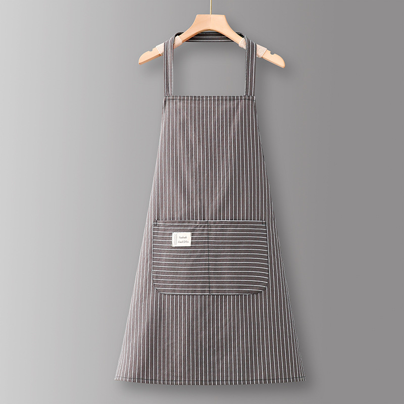 1 x Machine Washable Cotton Linen Adjustable Kitchen Apron with 2 Pockets