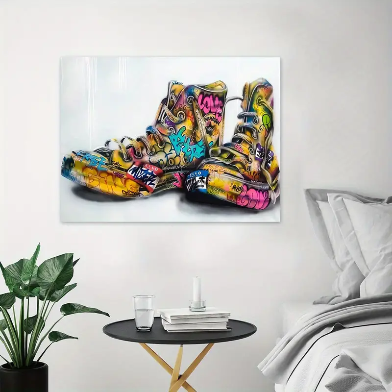 1pc, Wall Poster, Wall Canvas, Canvas Painting Home Decor Abstract Shoes HD Wall Artwork Graffiti Shoes Modular Pop Pictures Modern Canvas Prints Interior Painting Living Room Poster image