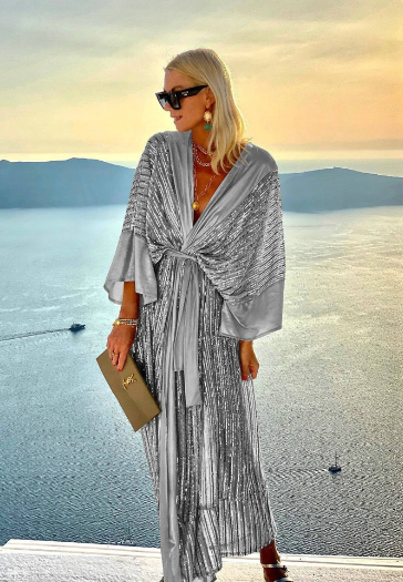 Sequin Patchwork Cardigan Robe