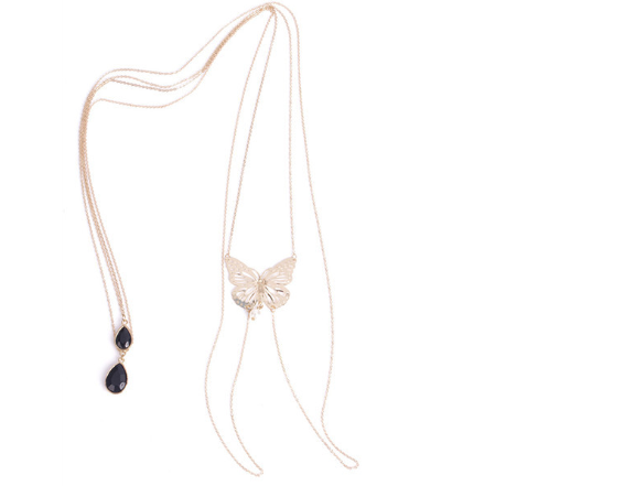 Sensual Butterfly Pearl Drop Gemstone Tassel Body Chain