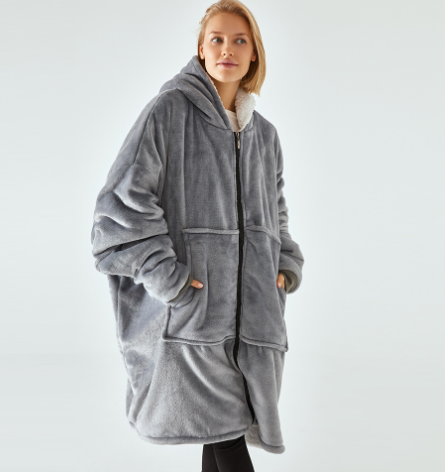 Long sleeve pocket zipper tv TV blanket casual sweater image