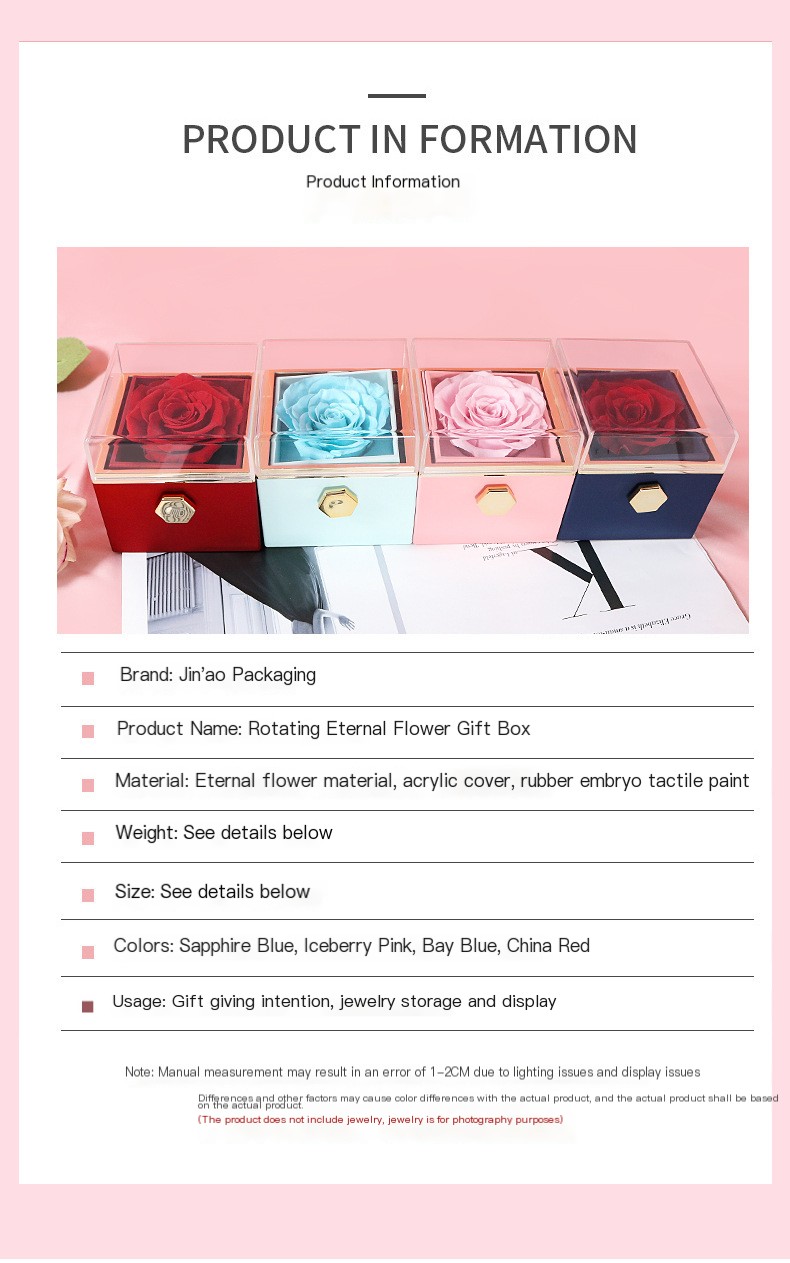 Creative Rotating Valentine's Day Eternal Flower Gift Box Rose Jewelry Box Ring Box Necklace Box Jewelry Packaging Box