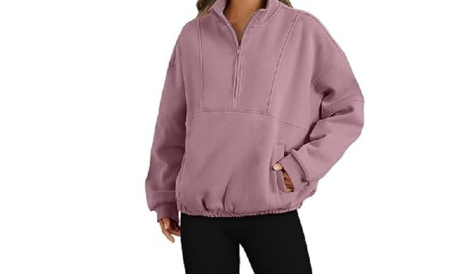 Half Zip Dropped Shoulder Sweatshirt