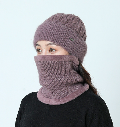 Women's Fleece Warm Wool Hat Scarf Suit Image 5