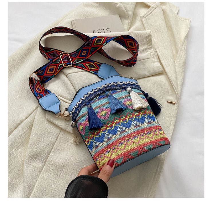 Light Blue Canvas Shoulder Bag