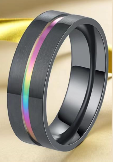 Rainbow Titanium Steel Men's Ring Image 1