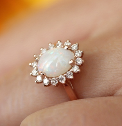 Egg-shaped Opal Ring
