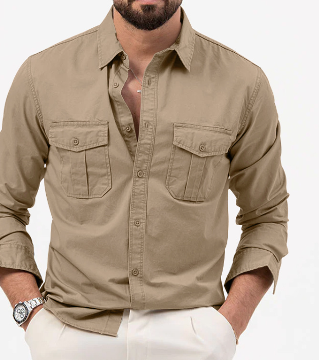 Slim Fit Multi-Pocket Workwear Shirt Image 11