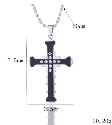 Men's Titanium Steel Cross Necklace Black