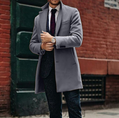 Men's mid-length double-sided woolen coat image 2