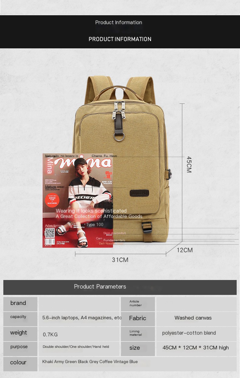 Fashion Men's Casual Retro Canvas Backpack