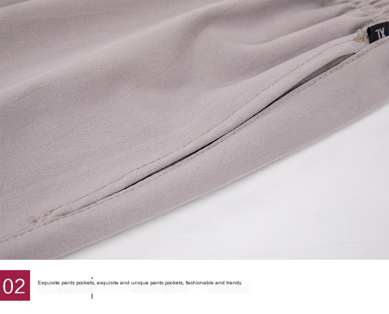 Summer New Cool Breathable Silk-like Women's Pants Solid Color Elasticated Waist Loose Middle-aged and Elderly Women's Pants for Mother
