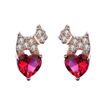 Dog Earrings Red