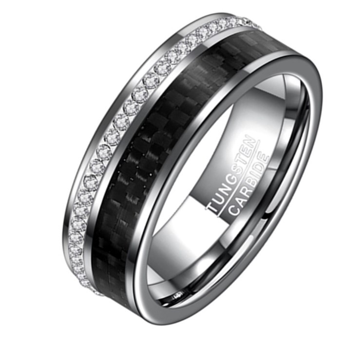 Black Carbon Fiber White Ring