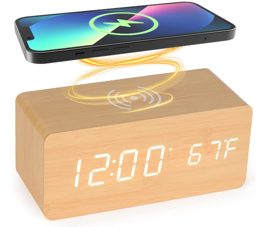 Bamboo and Wood White Characters Clock