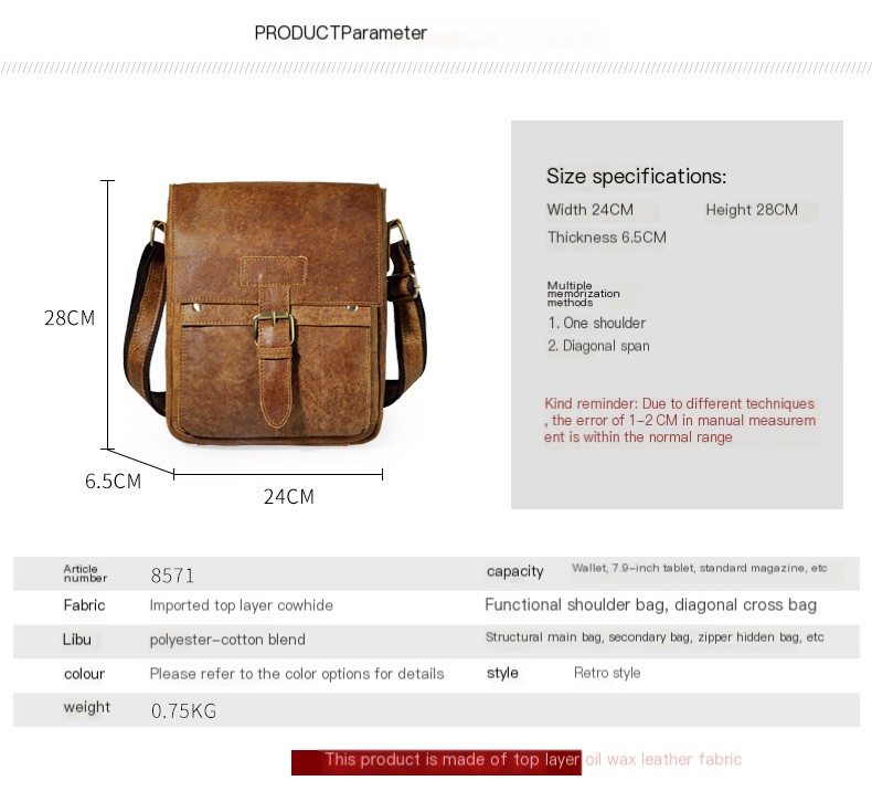 Men Genuine Leather Casual Crossbody Bag