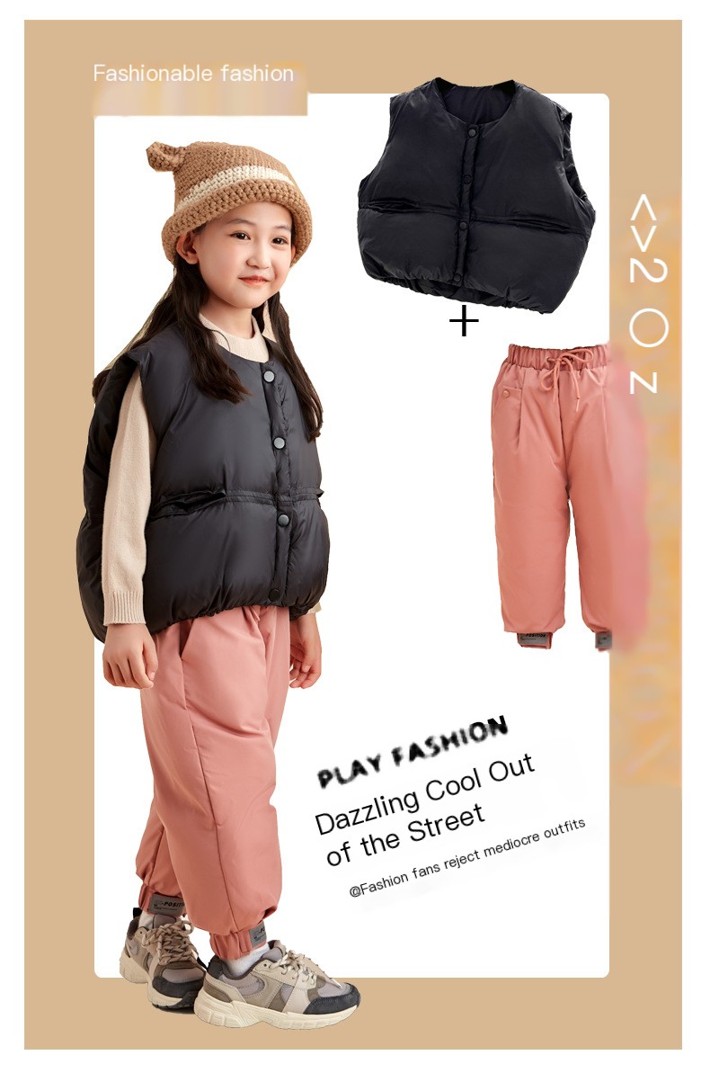 2022 Winter New Children's Down Pants for Boys and Girls Thickened Warm Baby Small and Medium-sized Children's Outer Wear Cotton Pants