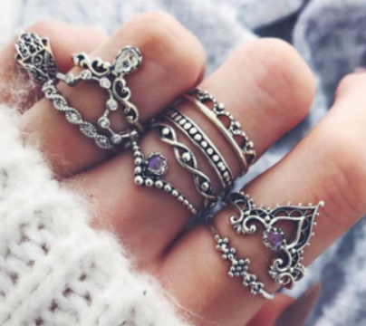 Purple Diamond Ring Set Image 1