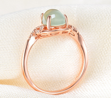 Green Jade Stone Powder Crystal Ring