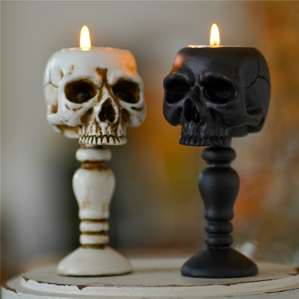 Black Standing Skull Decor Close-up