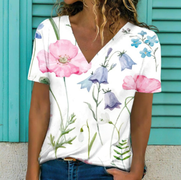 Elegant V-Neck T-Shirt 2