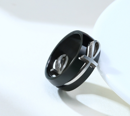 Stainless Steel Black Gold Men's Ring Image 1