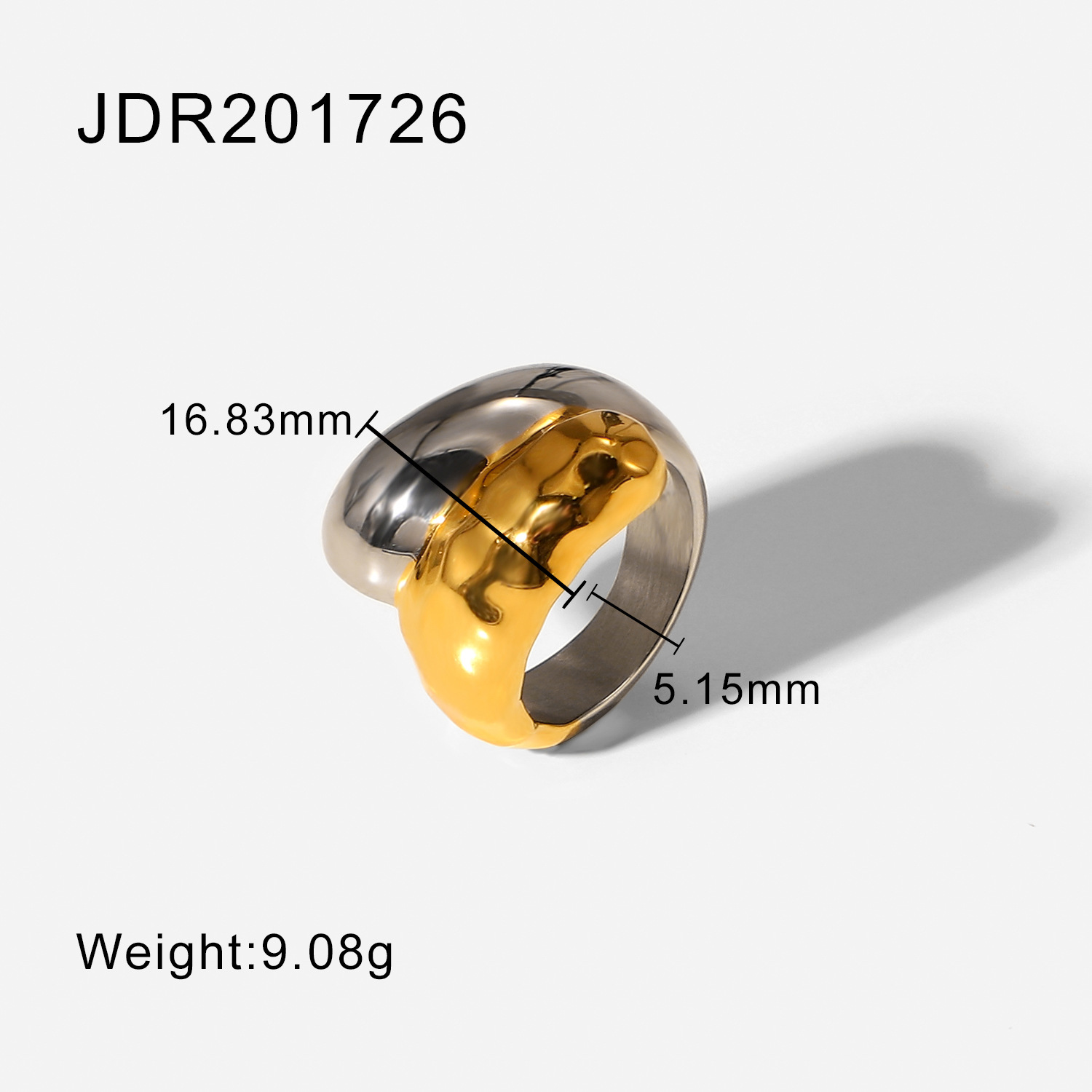 High Polished Stainless Steel Punk Connection Cross Ring Image 1