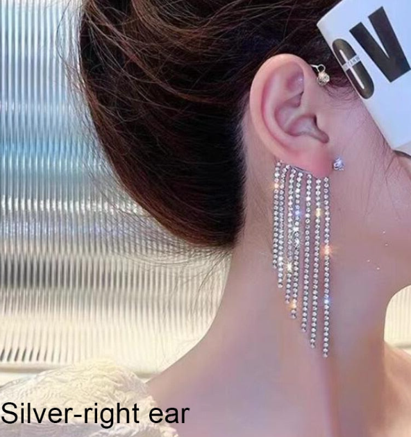 Exaggerated Rhinestone Tassel Ear Cuff Gold