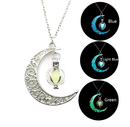 Luminous Moon Small Pumpkin Pendant Necklace Detail