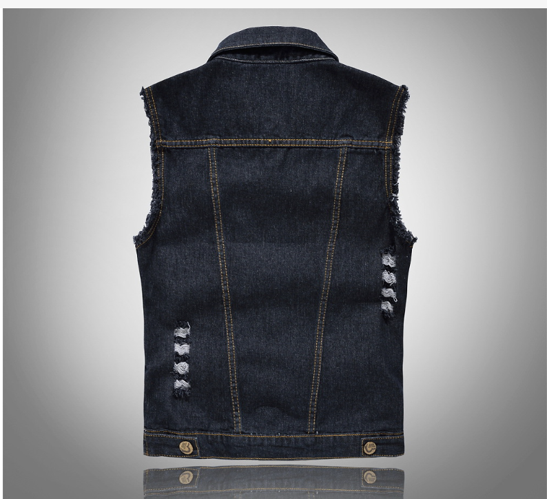 Black Denim Vest Side View