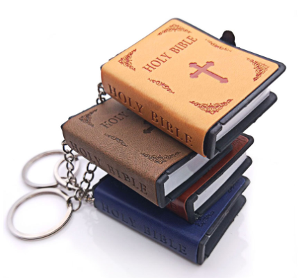 Mini Leather Cross Keychain Image 1