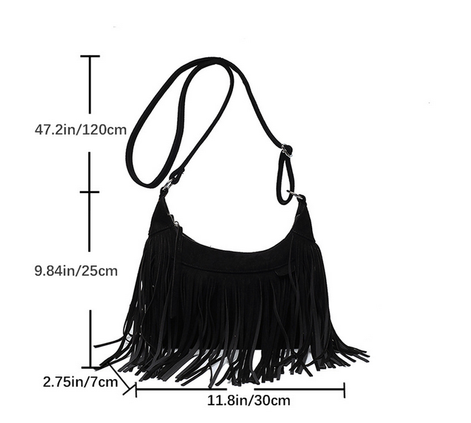 European-style suede fringe bag colors