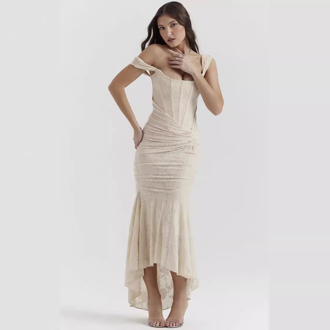 Shiying Early Spring Pleated Lace Gentle First Love Dress