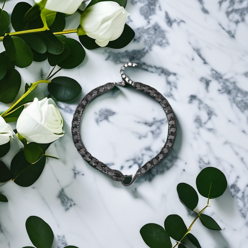 Men's Snake Necklace Black