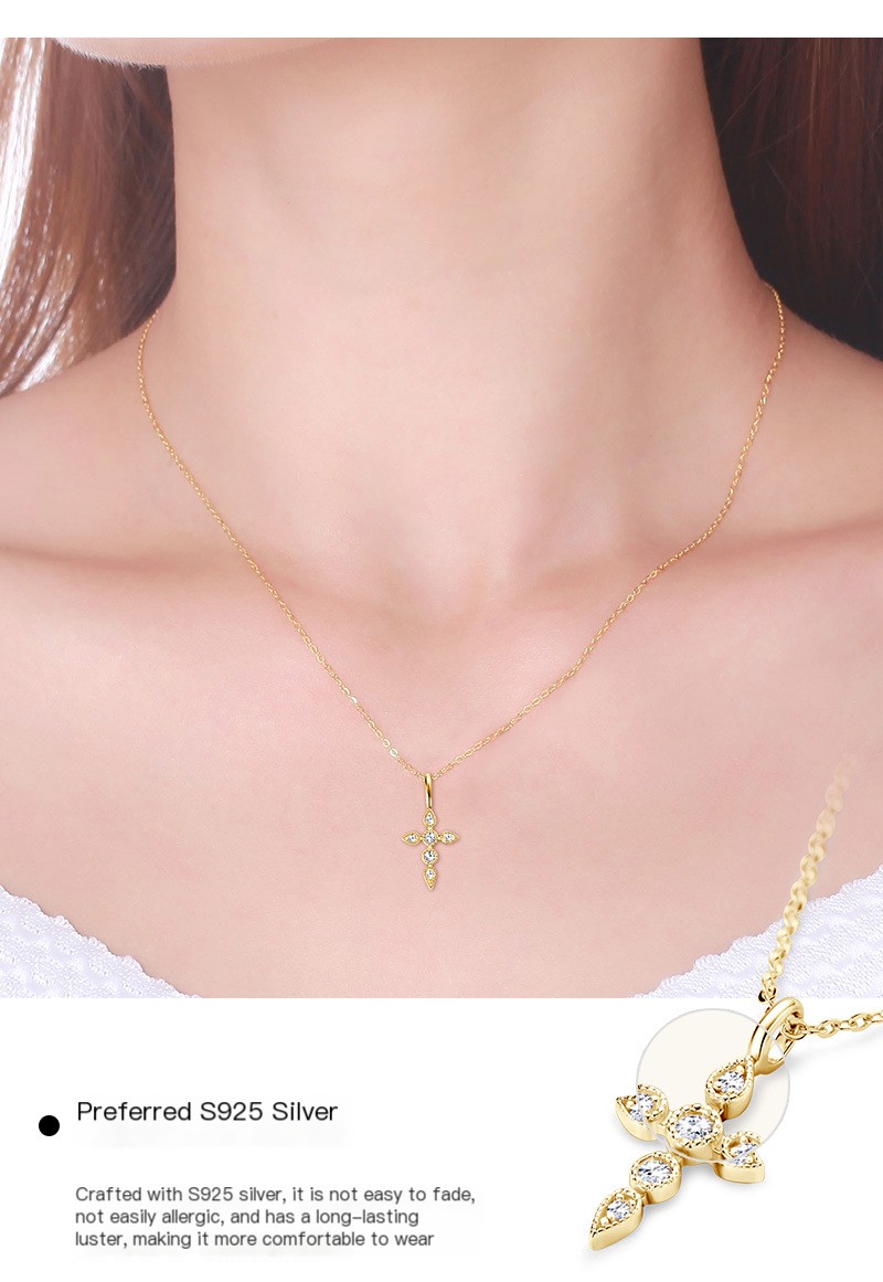 Moissanite Cross Pendant Necklace 4