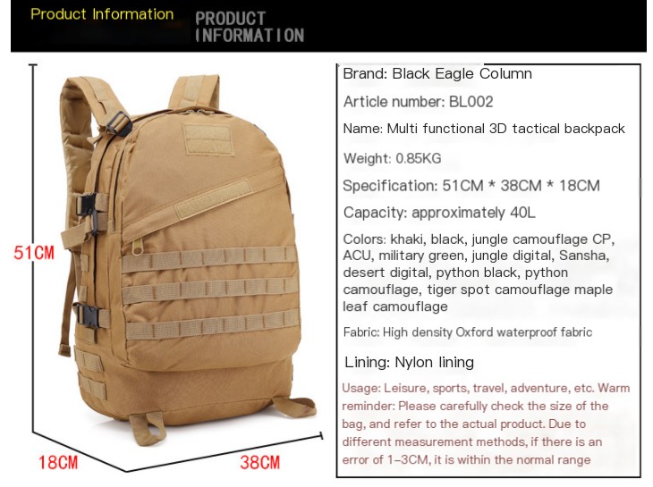 Outdoor Camouflage Backpack