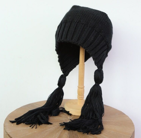 Gorro de Lana Trenzado Largo Púrpura