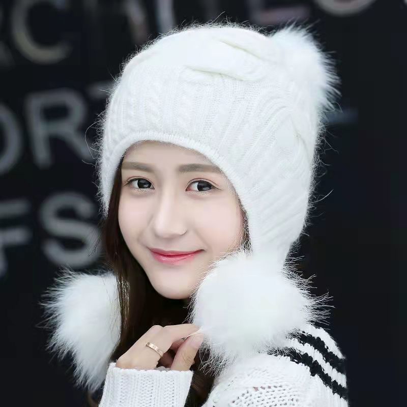 Fleece Rabbit Fur Hat - White